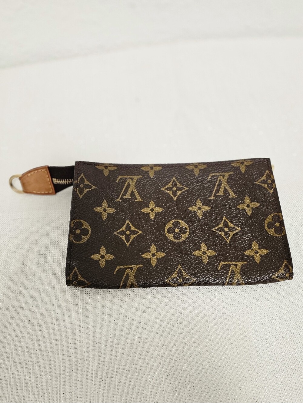 Authentic Louis Vuitton Monogram Canvas Zip Pouch with D-Ring